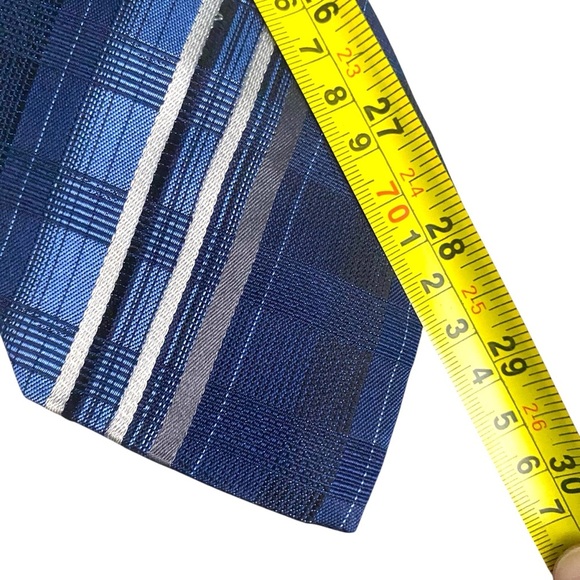 Joseph & Feiss International Blue/black/silver Stripe 100% Silk Tie NWT - Picture 7 of 7
